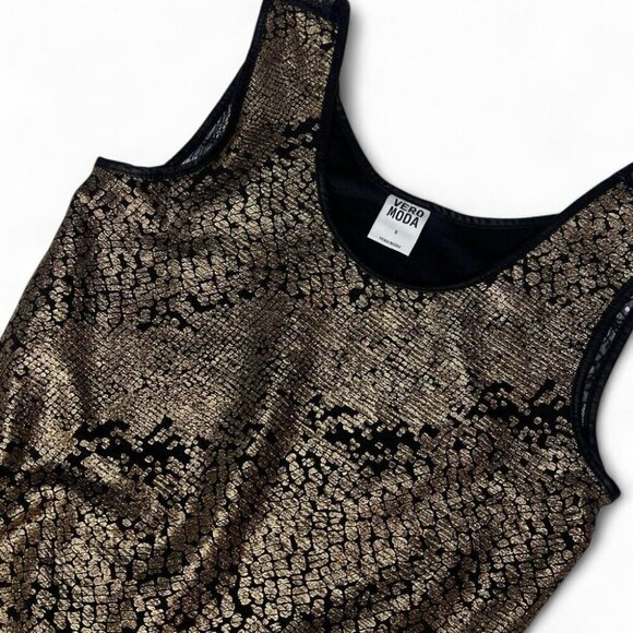 VERA MODA Glamorous gold and black metallic mini dress #y2kfashion #partydress - Picture 2 of 8